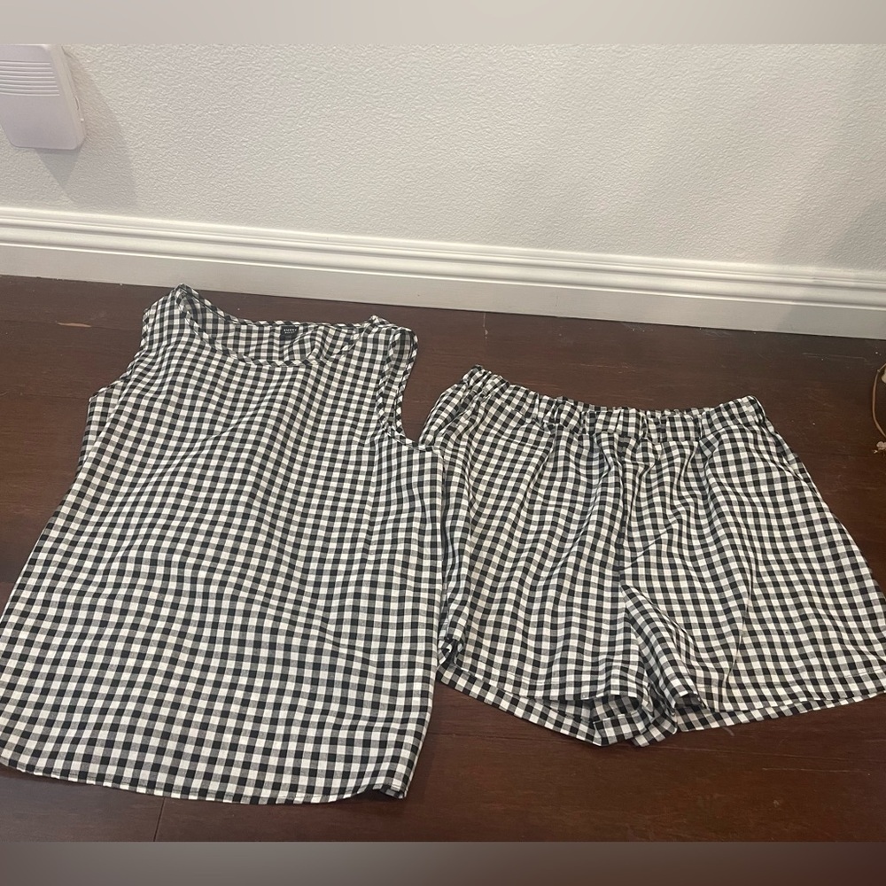 nwot emery rose shein Black and White gingham Sleeveless Top and Shorts Set - Picture 2 of 8